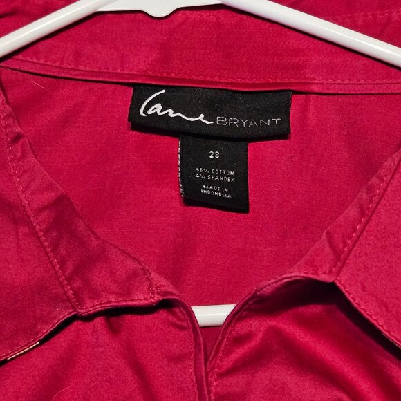 Lane Bryant Fuchsia Blouse Top Shirt w Animal Print sz 28 - Picture 4 of 8